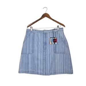 Y2K Gloria Vanderbilt Blue Striped Denim Skort Mini Skirt 14 Coastal Preppy